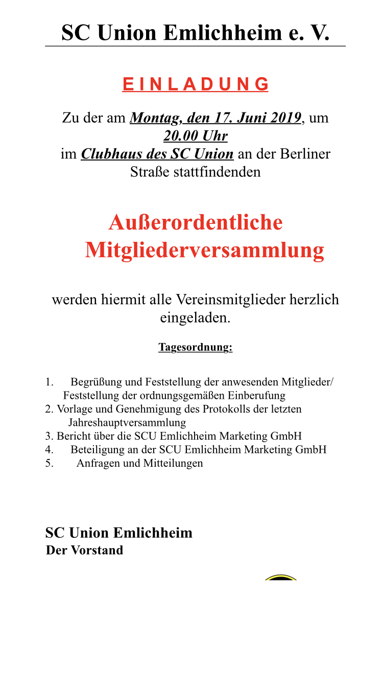 Ausserordentliche Mitgliederversammlung Sc Union Emlichheim Die Offizielle Website Rund Um Den Scu Emlichheim