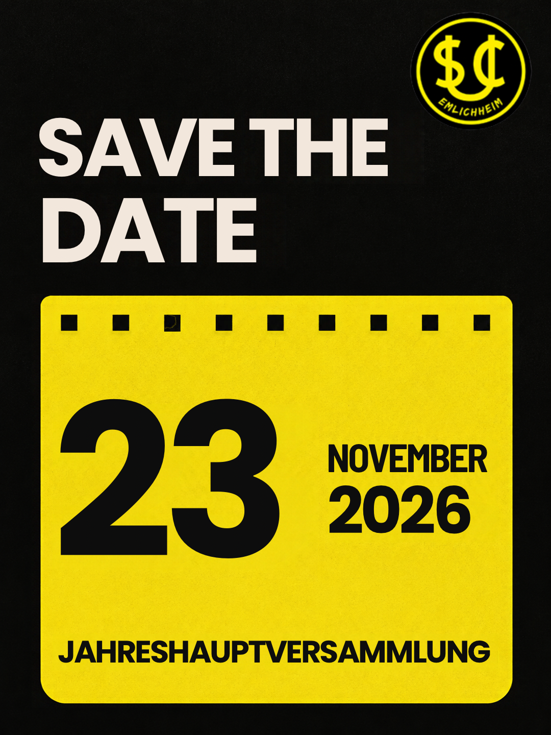 Black and Yellow Typographic Save the Date Instagram Post
